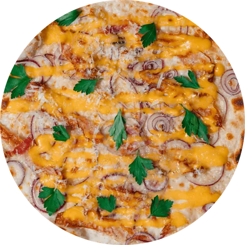 Pizza Carbonara vista dall'alto